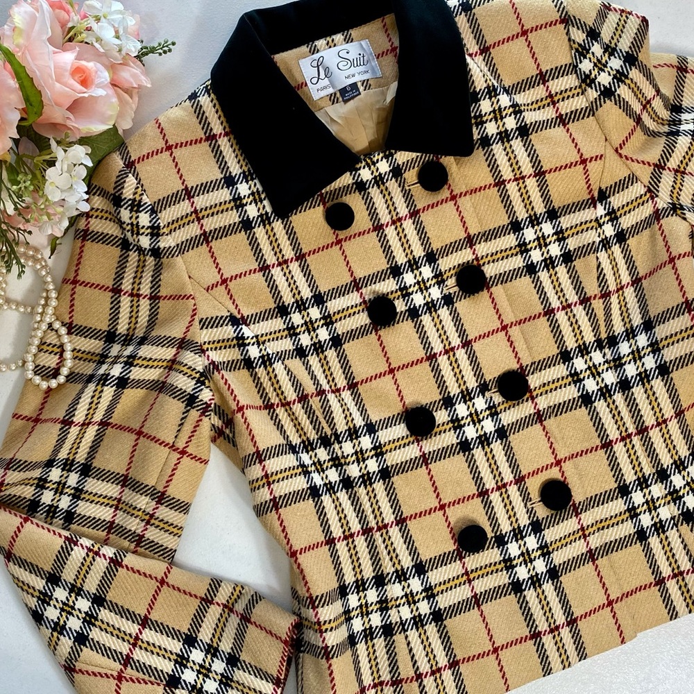 Wool Blend Burberry Pattern Le Suit Blazer